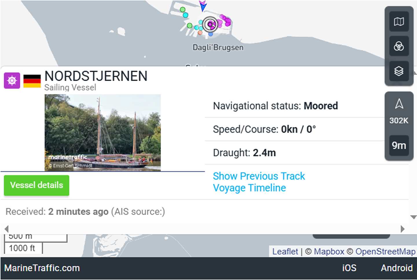 AIS Schiffsposition der Nordstjernen